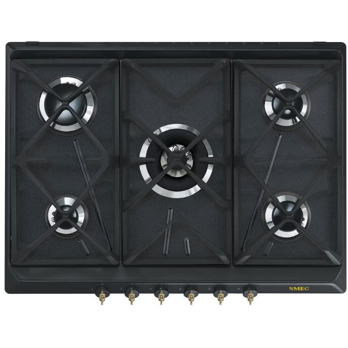 Plita Incorporabila Gaz 5 Zone de Gatit Wok Antracit/Negru