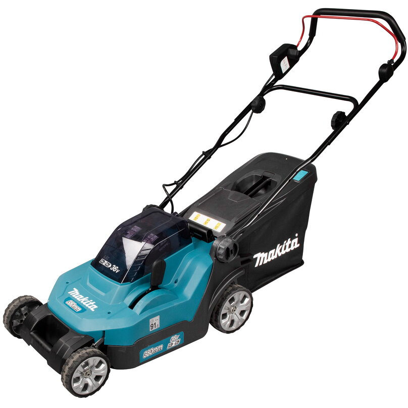 Masina de Tuns Iarba DLM382PT2 Latime de Taiere 38CM Cos Colector 40L Set 2 Acumulatori 5Ah si Incarcator Albastru/Negru
