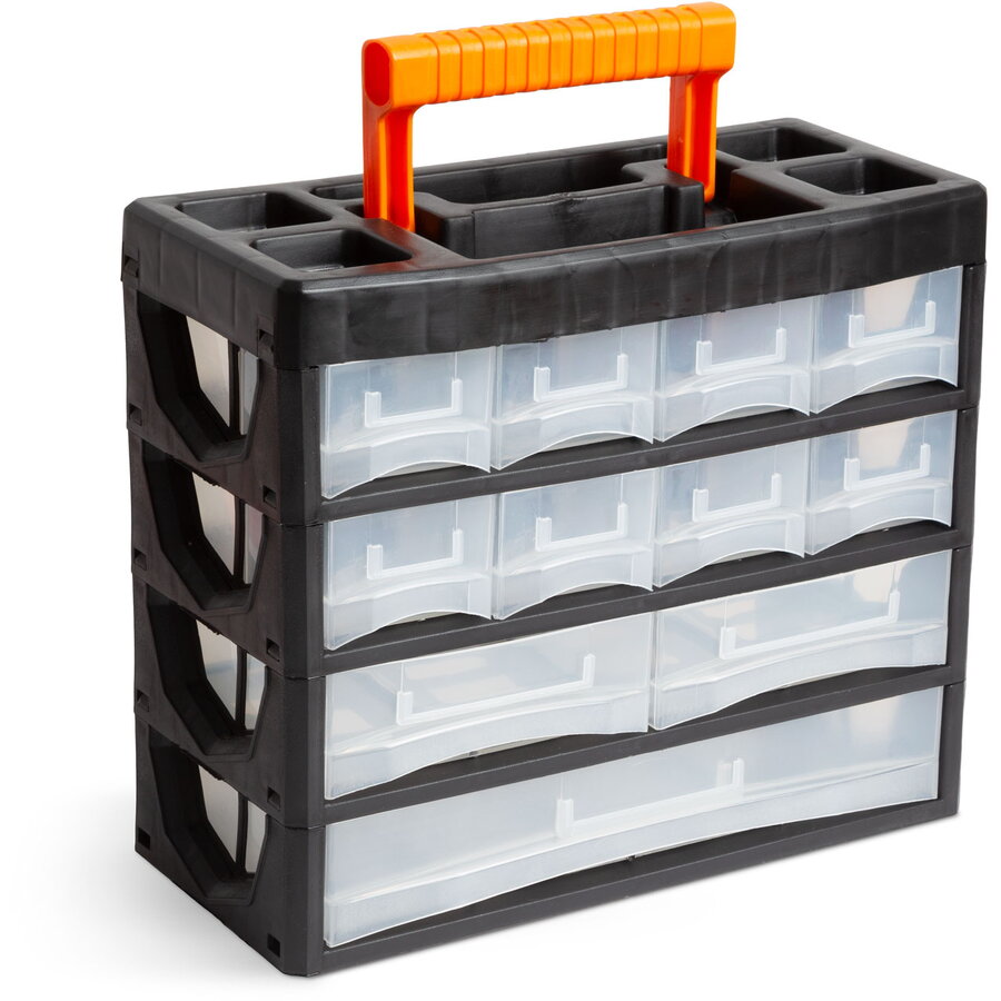Organizator Portabil cu 11 Sertare pentru Suruburi si Piese 315 x 270 x 145mm Negru