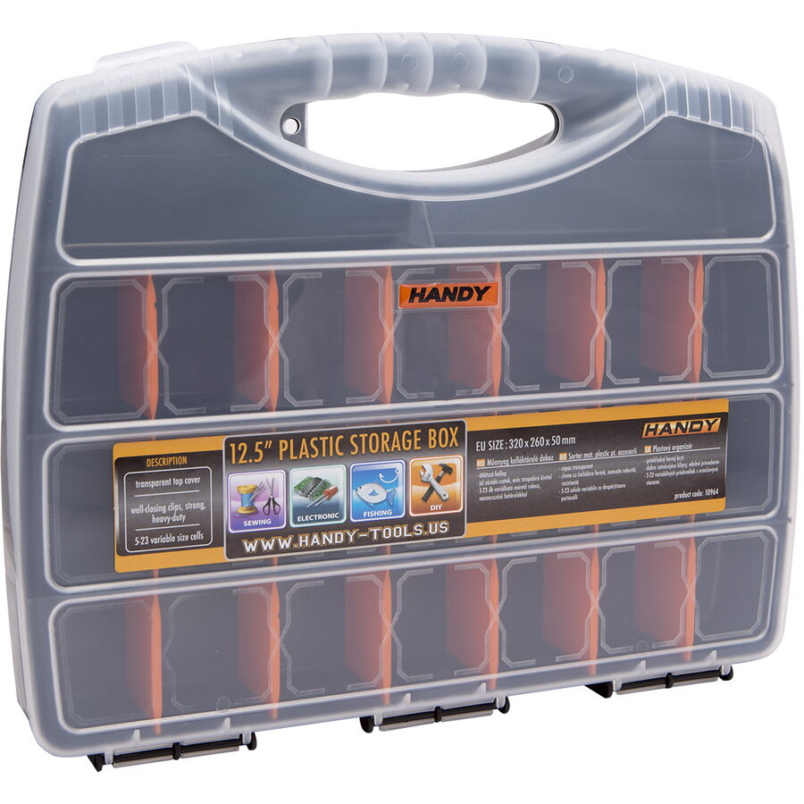 Cutie Organizator din Plastic pentru Accesorii cu Compartimente Reglabile 320 x 260 x 50mm Negru