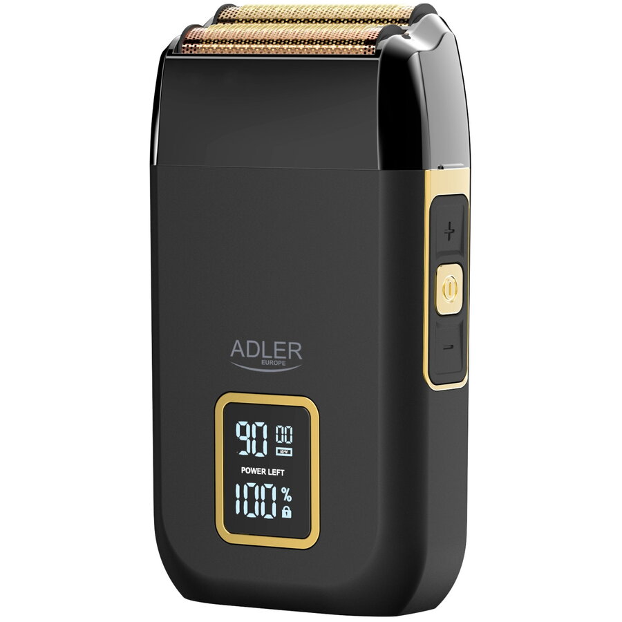 Aparat Profesional de Ras AD 2947 Cap Dublu de Taiere cu Invelis de Titan Afisaj LCD 3 Setari de Viteza Incarcare USB-C Negru