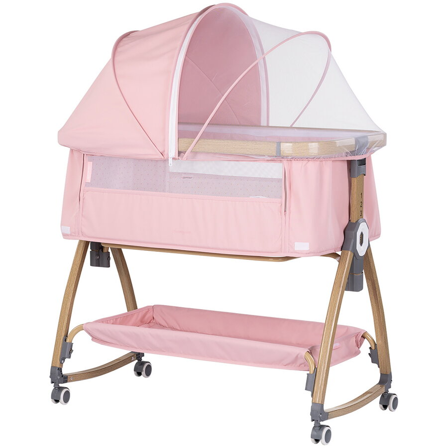 Patut Co-Sleeper Charisma cu Laterala Culisanta Wood Powder Pink