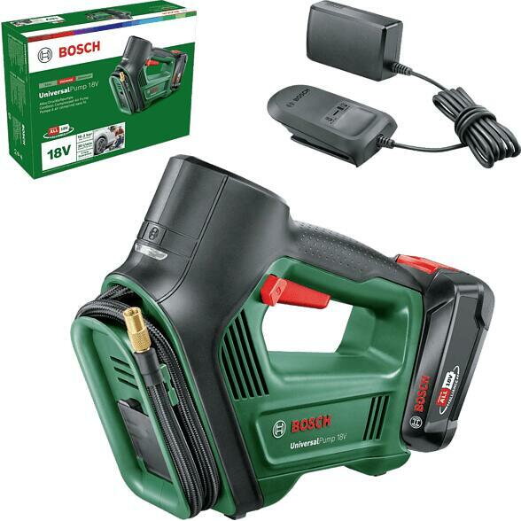 Pompa Pneumatica Bosch UniversalPump 18V (0603947101) cu Acumulator și Incarcator Verde/Negru
