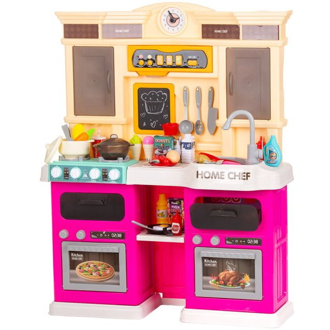 Set Jucărie Chipolino Kitchen 83cm cu Sistem de Curgere Apa Lumini Sunete și 85 Accesorii +3ani Multicolor