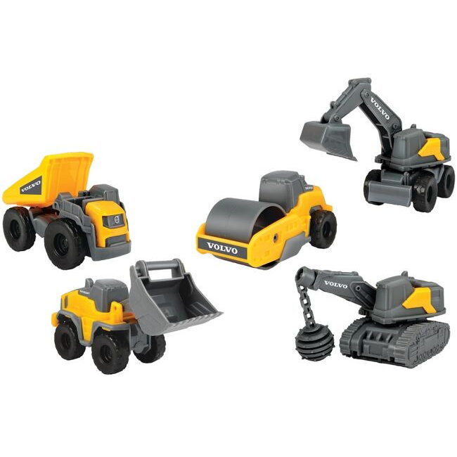 Set Dickie Toys Volvo Micro Workers 9cm cu 5 Vehicule +3ani Multicolor