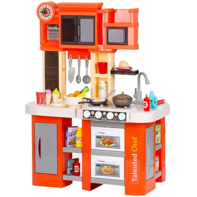 Set Jucărie Chipolino Kitchen 84cm cu Sistem de Curgere Apa Lumini Sunete și 79 Accesorii +3ani Multicolor