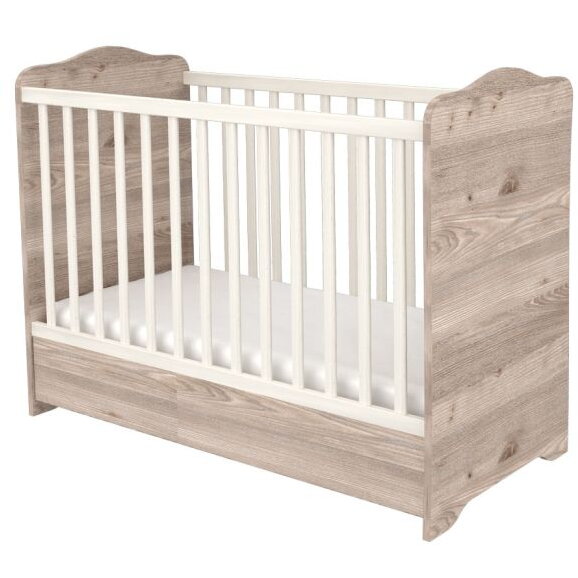 Patut Copii Sofia din Lemn cu Sertar 120x60cm Crem Nisip
