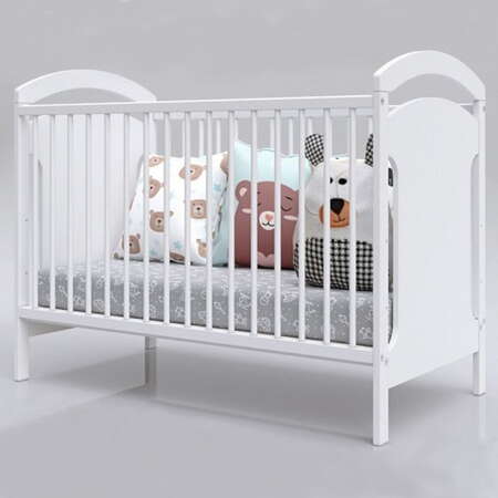 Patut Copii Anita din Lemn 120x60cm +0luni Alb