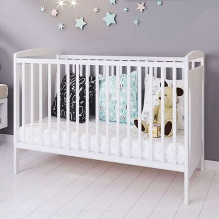 Patut Copii Karly din Lemn 120x60cm +0luni Alb