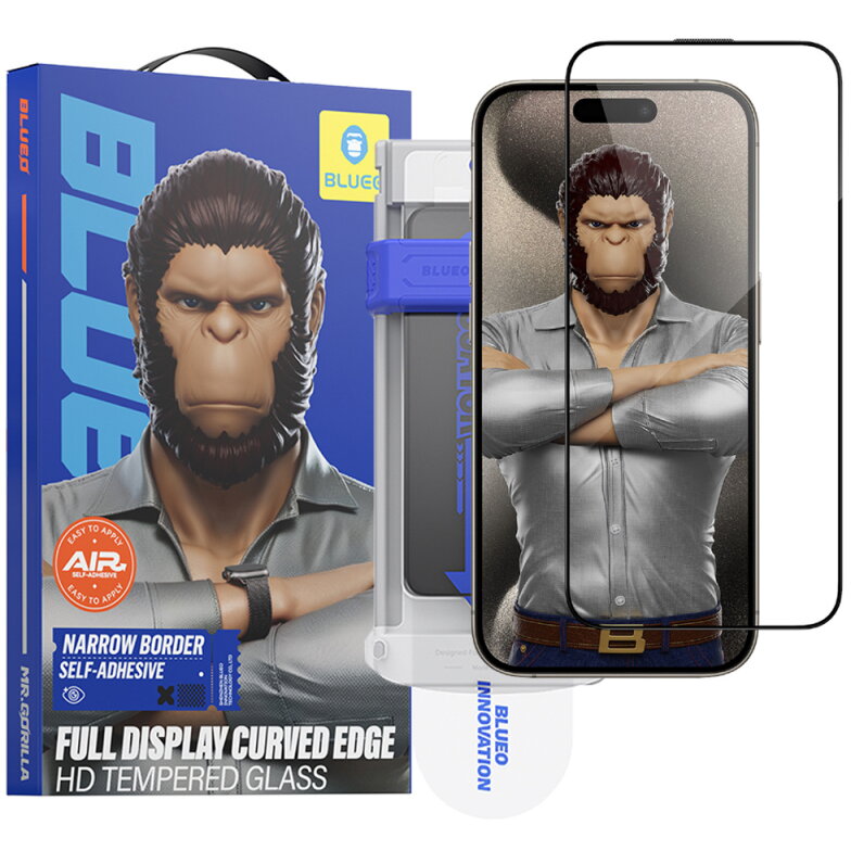 Folie Protecție Blueo HD Applicator Pro pentru Apple iPhone 16 Pro Max Sticlă Securizată Full Glue 3D