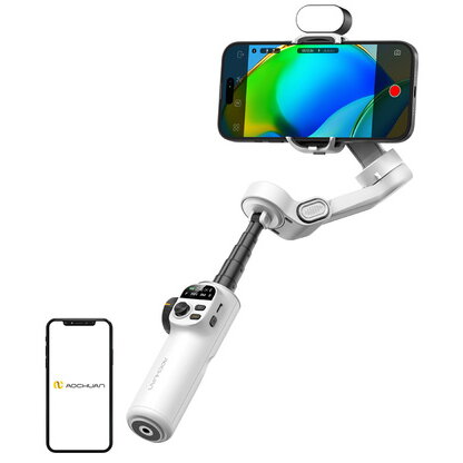 Gimbal AOCHUAN X2 cu Iluminare RGB Alb