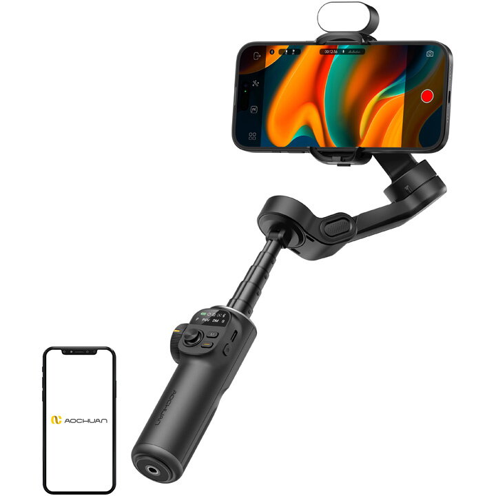 Gimbal AOCHUAN X2 cu Iluminare RGB Negru
