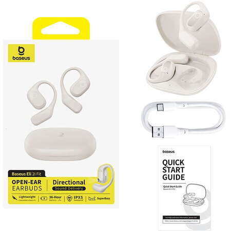 Casti Wireless pentru Sport Eli 2i Fit Open-Ear Bluetooth 6.0 Autonomie 36 Ore IPX5 Alb