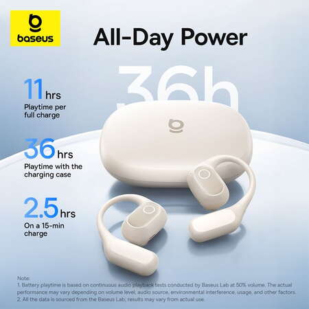 Casti Wireless pentru Sport Eli 2i Fit Open-Ear Bluetooth 6.0 Autonomie 36 Ore IPX5 Alb