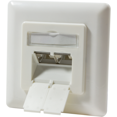 Priza RJ-45 Aplicabila cu 2 Iesiri pentru Cablu FTP Cat6A RJ-45 (M) x 2 Ecranat Plastic cu Metal Pure White