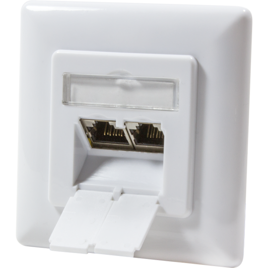 Priza Logilink RJ-45 Aplicabila cu 2 Ieșiri pentru Cablu FTP Cat6A RJ-45 (M) x 2 Ecranat Plastic cu Metal Signal White