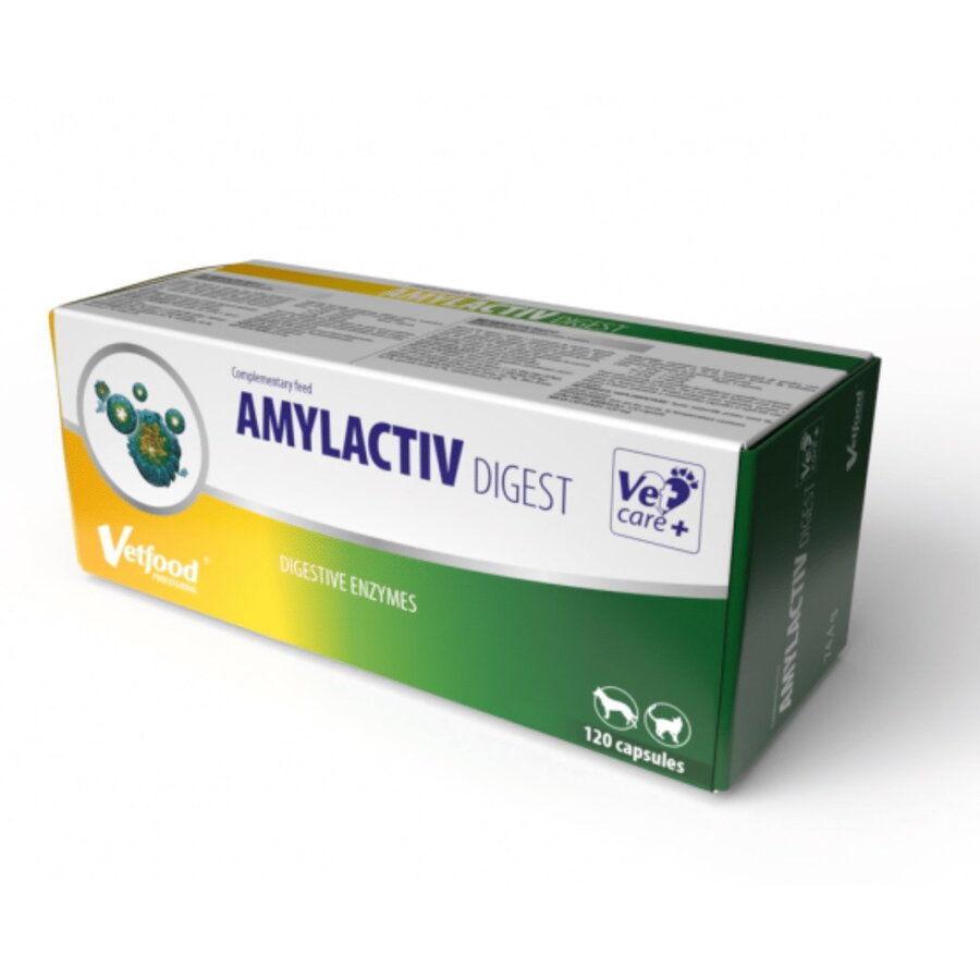 Supliment Nutritiv pentru Câini și Pisici Vetfood Amylactiv Digest 120 Capsule