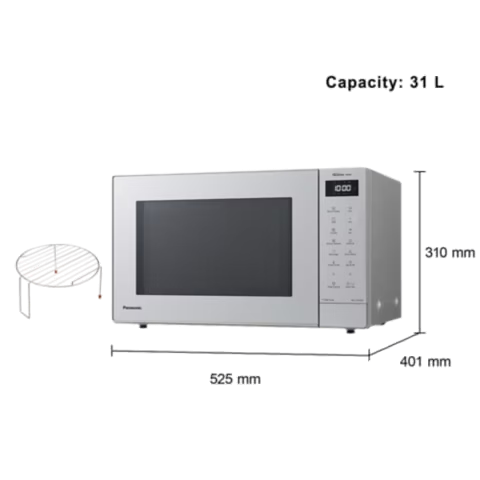 Cuptor cu Microunde Panasonic NN-GT66QMEPG Inverter cu Grill Capacitate 31L 23 Programe Automate Senzor Încălzire 1000W Argintiu — imaginea 4