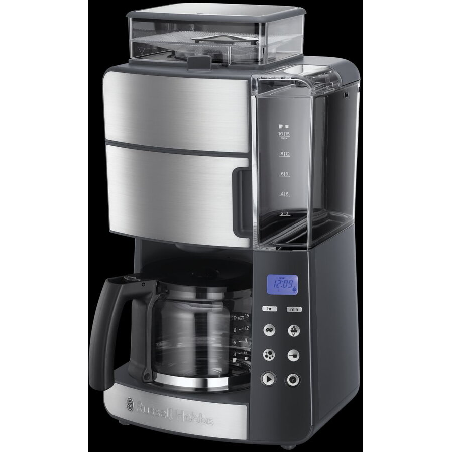 Cafetiera Grind & Brew 25610-56 Rezervor Apa 1.25L Rasnita Incorporata Recipient Boabe Cafea 250G 1000W Inox/Negru