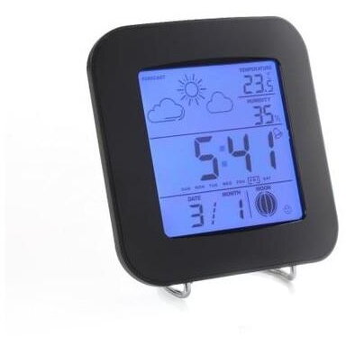 Statie Meteo CLIP SONIC SL249 Termometru Higrometru Fazele Lunii Ceas Alarma Calendar Negru