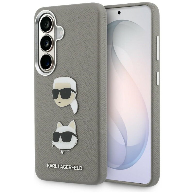 Husa Karl Lagerfeld Samsung Galaxy S26 S942 Saffiano Karl & Choupette's Head Pin Gri
