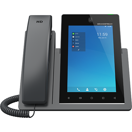 Telefon Fix IP Profesional Grandstream GXV3470 16 Conturi SIP Ecran IPS LCD Tactil 7Inch Camera 2MP Încorporată Android 14 Wi-Fi Bluetooth Gri Închis