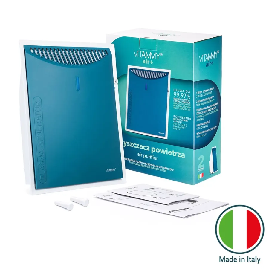 Purificator de Aer Vitammy Air+ PA600 Generator de Plasma Filtru HEPA 1 2 Viteze Alb/Albastru