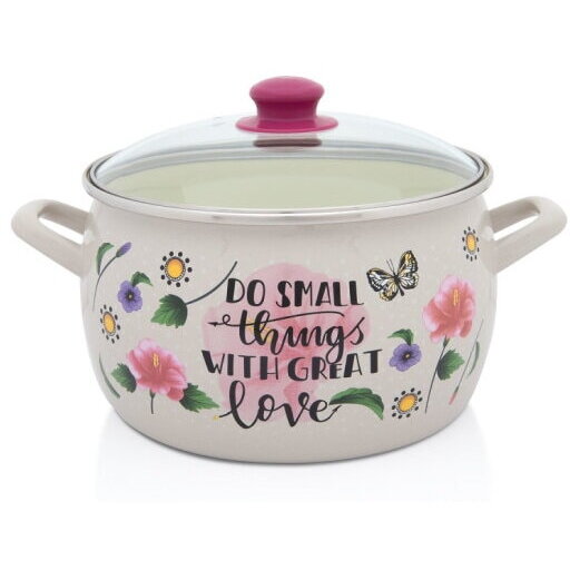 Oală cu Capac de Sticlă Metalac Spring Email 5.4L Diametru 22CM Multicolor