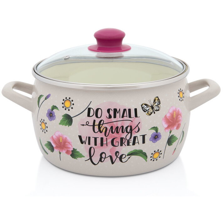 Oală cu Capac de Sticlă Metalac Spring Email 4.2L Diametru 20CM Multicolor