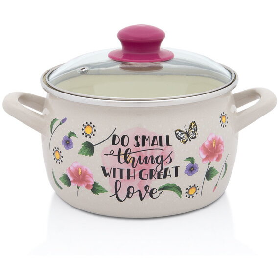 Oală cu Capac de Sticlă Metalac Spring Email 3.1L Diametru 18CM Multicolor