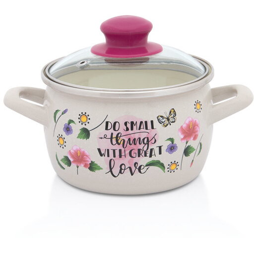 Oală cu Capac de Sticlă Metalac Spring Email 1.55L Diametru 14CM Multicolor