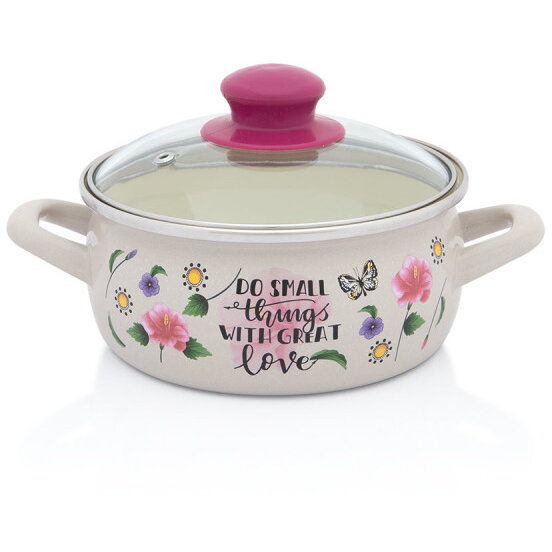 Cratiță cu Capac de Sticlă Metalac Spring Email 1.5l Diametru 16CM Multicolor