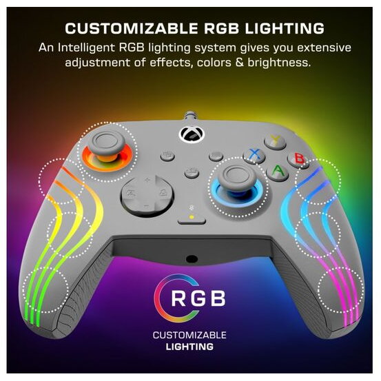 Controller cu Fir Turtle Beach Afterglow Wave pentru XBox USB-C Iluminare RGB Gri — imaginea 6