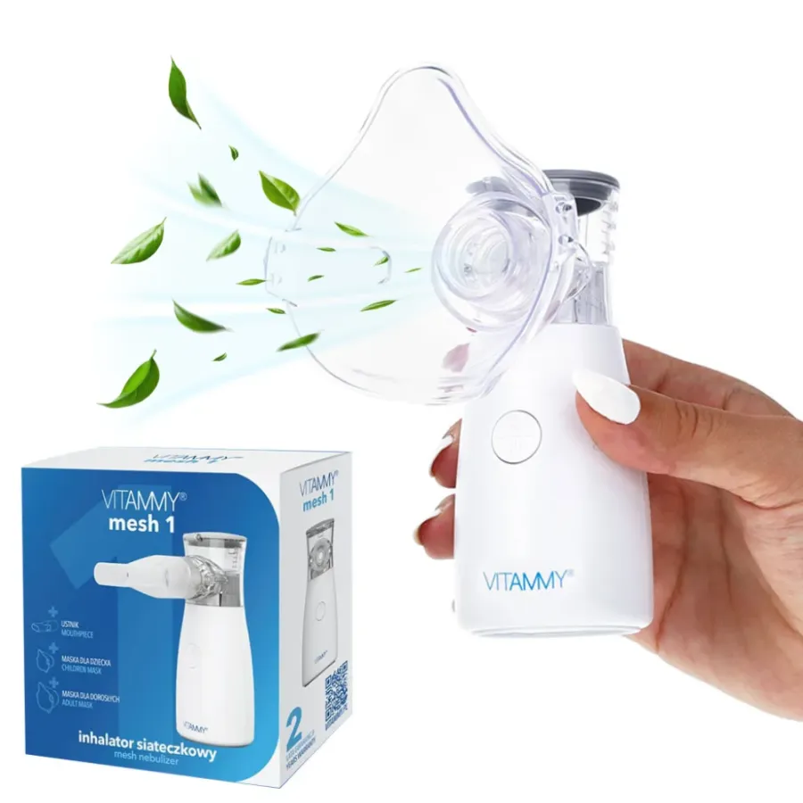 Aparat Aerosoli Vitammy Mesh 1 pentru Copii și Adulți Portabil 2 Viteze de Nebulizare Cablu USB Alb
