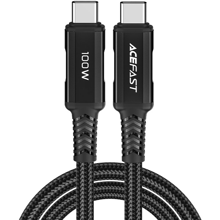 Cablu de date Acefast C4-03, 2x USB-C, 100W, 5A, 480 Mbps, 2m, Negru