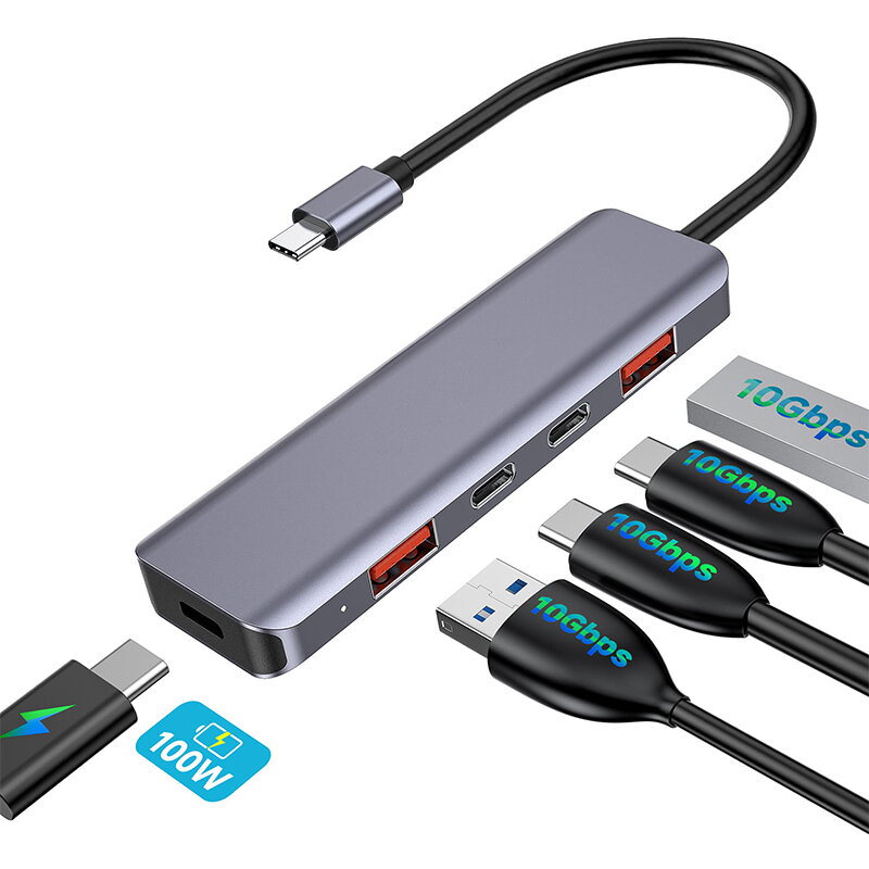 Hub USB 5in1 USB-C 100W Alu