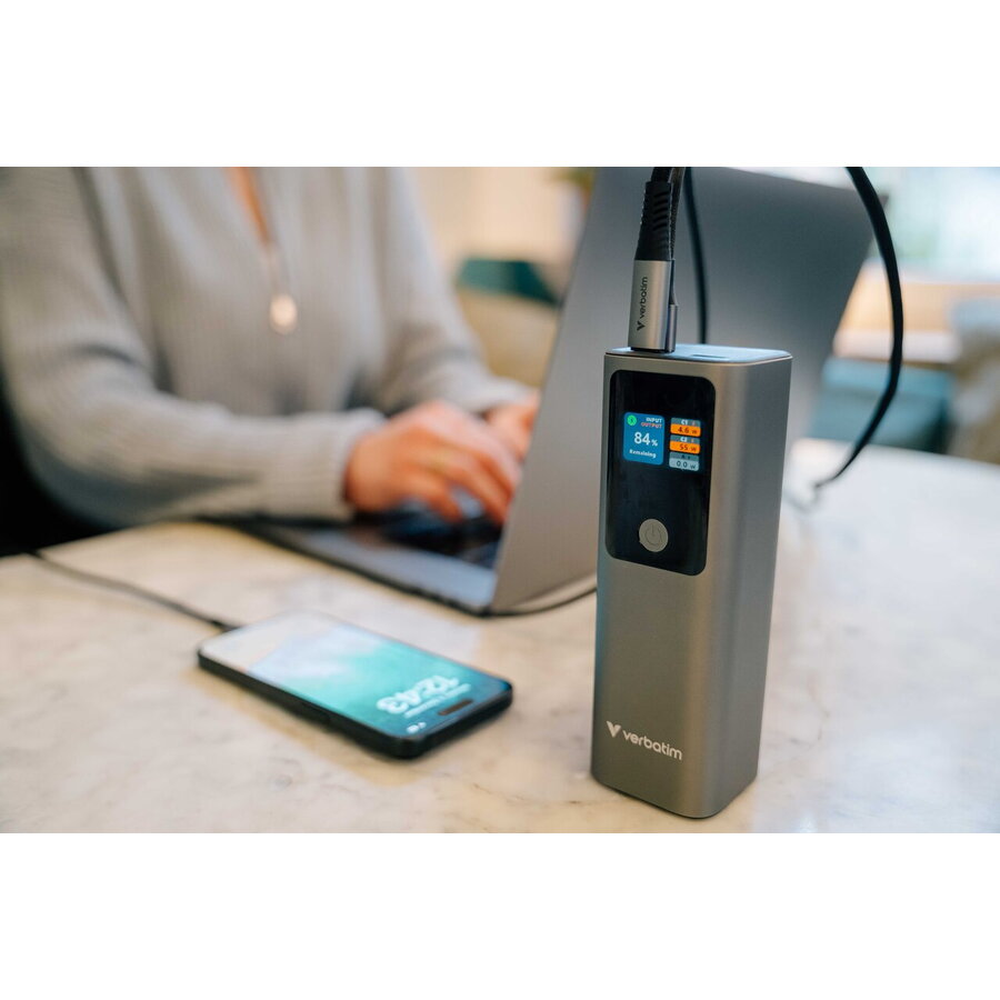 Acumulator Extern Verbatim Charge 'n' Go 32269 Capacitate 27000mAh 2x USB-C 1x USB-A Gri — imaginea 4