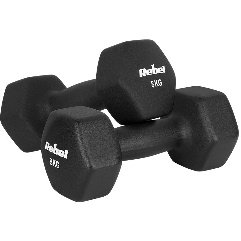 Set 2 Gantere Fitness Rebel 8 kg Black — imaginea 2