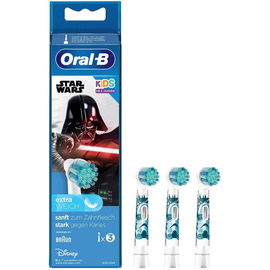 Set Capete de Rezerva pentru Periuta Electrica Oral-B Kids StarWars 3 Bucati Varsta 3 Ani+