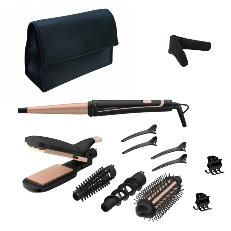 Aparat de Coafat Rowenta Infinite Looks 14 în 1 CF4231F0 Înveliș Ceramic Negru/Portocaliu