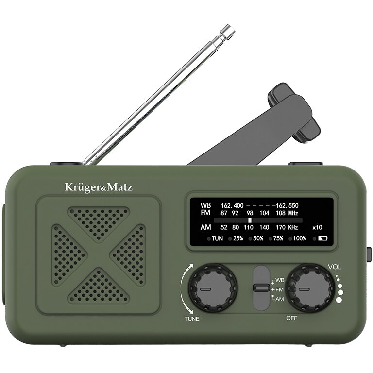 Radio Multifunctional Solar KM0835 2W Green