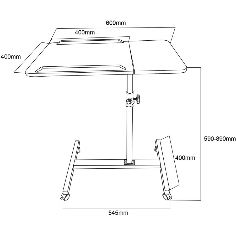 Suport Mobil de Birou / Laptop Maclean MC-121 W cu Înălțime Ajustabilă 59-89CM Max 30KG Alb — imaginea 5