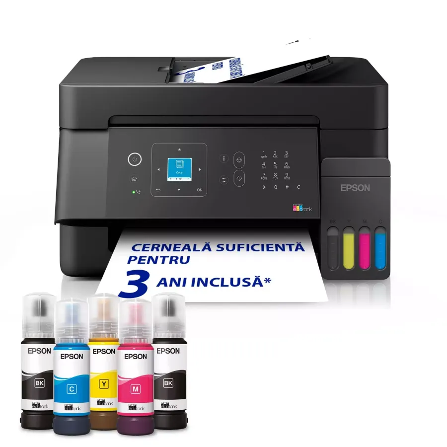 Multifuncțională Inkjet Color Epson EcoTank L5390 CISS A4 ADF USB / LAN / Wi-Fi Negru