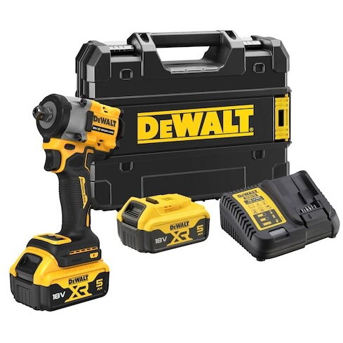 Cheie de Impact Compacta DCF922P2T-QW 2500RPM 610Nm 2 Baterii 18V / 5Ah si Incarcator in Valiza Transport Negru/Galben