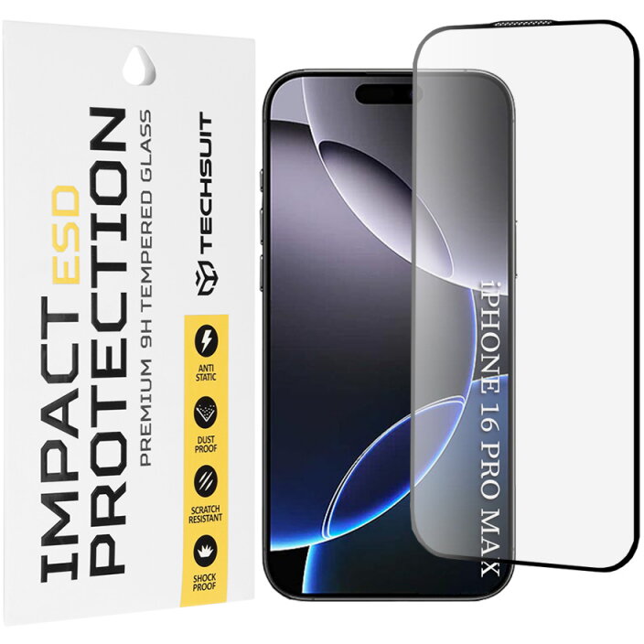 Folie Protecție Techsuit Apple iPhone 16 Pro Max Sticlă Securizată Full Glue