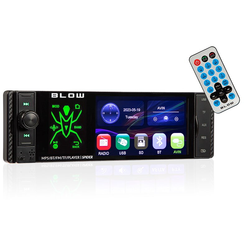 Player Auto BLOW SPIDER Ecran 4Inch Radio FM RGB MP5 RDS USB micro SD Bluetooth Negru