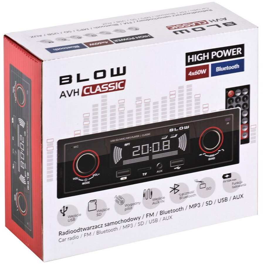 Radio Player Auto BLOW AVH CLASSIC Bluetooth TF Card USB AUX Negru