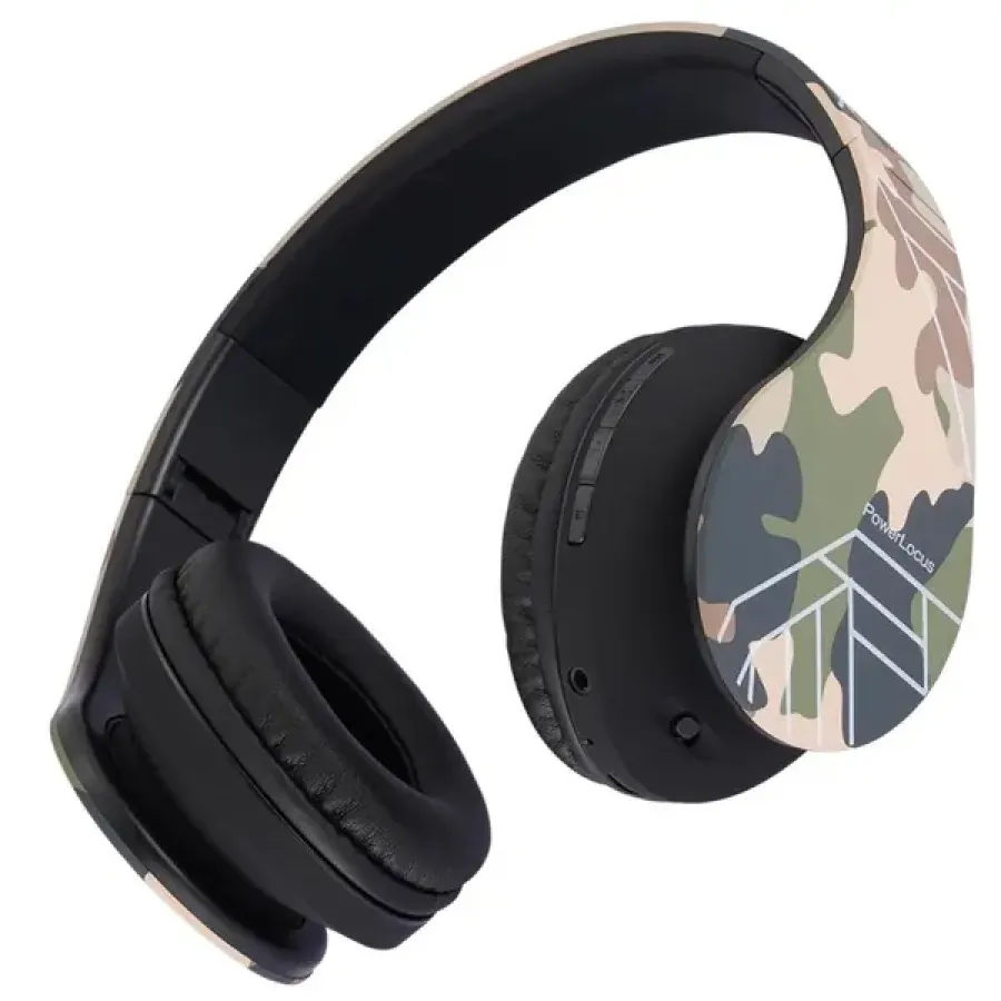 Căști pentru Copii PowerLocus P2 Wireless Bluetooth / Jack 3.5mm Camuflaj