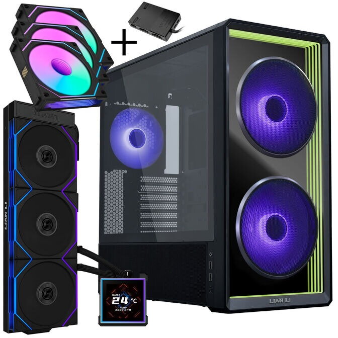 Carcasa Lian Li LANCOOL 217 INF Bundle + HydroShift II LCD-S 360TL AIO + 3x UNI FAN SL-INF 120 Reverse Blade Alb — imaginea 3