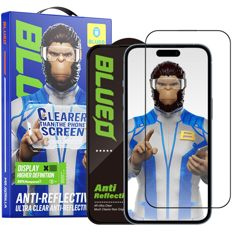 Folie Protecție Blueo Anti-Reflective HD Apple iPhone 16 Plus / 15 Plus Sticlă Securizată Full Glue